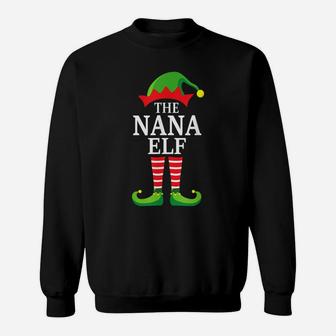 Nana Elf Matching Family Group Christmas Party Pajama Sweatshirt | Crazezy