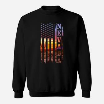 Nevada American Flag Pride Landscape Cactus Patriotic Gift Sweatshirt Sweatshirt | Crazezy