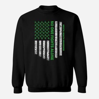 No One Fights Alone Usa Flag Mental Health Awareness Shirts Sweatshirt | Crazezy AU