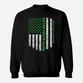 No One Fights Alone Usa Flag Mental Health Awareness Shirts Sweatshirt Sweatshirt | Crazezy