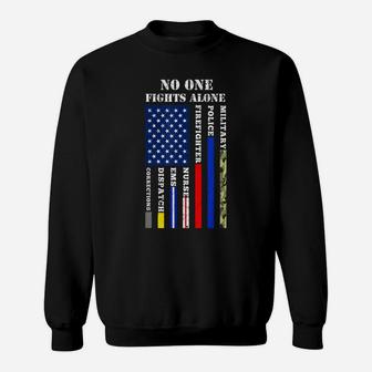 No One Fights Alone Usa Flag T-Shirt For 4Th July Sweatshirt | Crazezy