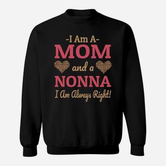 Nonna Mom Leopard Print Hearts Cute Funny Saying Gift Sweatshirt Sweatshirt | Crazezy