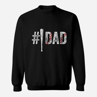 Number 1 Dad Number One Daddy Gift From Son Baseball Lover Sweatshirt | Crazezy