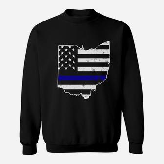 Ohio Thin Blue Line Police Flag Hoodie Sweatshirt Sweatshirt | Crazezy