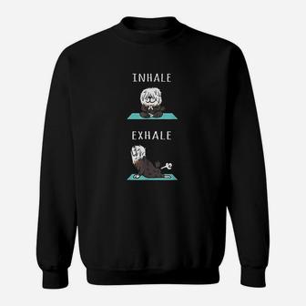 Old English Sheepdog Yoga Inhale Exhale Funny Sweatshirt | Crazezy