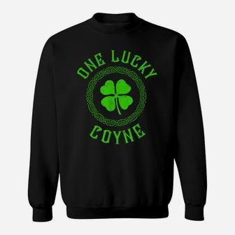 One Lucky Coyne Irish Last Name Distressed Clover T-Shirt Sweatshirt | Crazezy CA