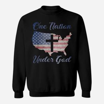 One Nation Under God Christian Cross American Flag Usa Map Sweatshirt | Crazezy