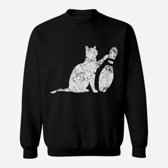 Ornery Alley Cat Tipping Bowling Pin Funny Team Gift Sweatshirt | Crazezy