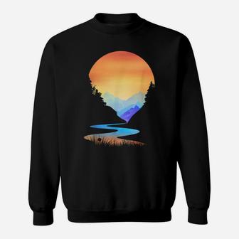 Outdoor Sunset Vintage Style Mountains Sun Nature Sweatshirt | Crazezy DE