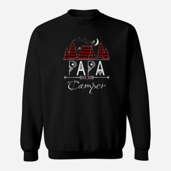 Papa Camping Lover Vacation Lumberjack Plaid Gift Sweatshirt | Crazezy