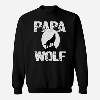 Papa Wolf Shirt Matching Family Tribe Wolves Moon Father Dad Sweatshirt Sweatshirt | Crazezy CA