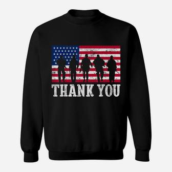 Patriotic American Flag Thank You Men Women Girls Boys Kids Sweatshirt | Crazezy