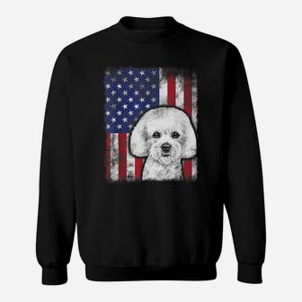 Patriotic Bichon Frise American Flag Dog Lover Sweatshirt | Crazezy
