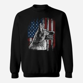 Patriotic German Shepherd American Flag Dog Gift Men Women Sweatshirt Sweatshirt | Crazezy