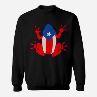 Patriotic Puerto Rico Flag Frog Puero Rican Culture Roots Sweatshirt | Crazezy