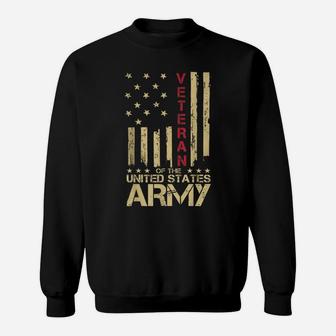 Patriotic US Army Veteran Red Line American Flag Vintage Sweatshirt | Crazezy CA