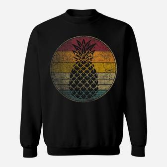 Pineapple Fruit Retro Style Vintage Distressed 70S 80S Gift Sweatshirt | Crazezy