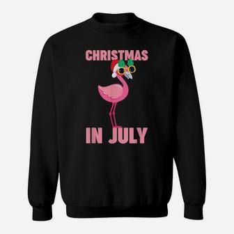 Pink Flamingo In Santa Hat Christmas In July Shirt Gift Girl Sweatshirt | Crazezy
