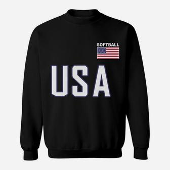 Pocket Usa Flag Softball Tshirt Team Jersey Women Men Gift Sweatshirt Sweatshirt | Crazezy