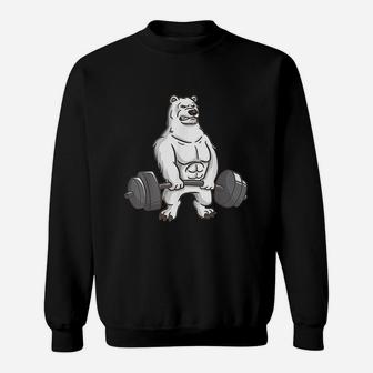 Polar Bear Powerlifting Weightlifting Gym And Animal Lovers Sweatshirt | Crazezy DE