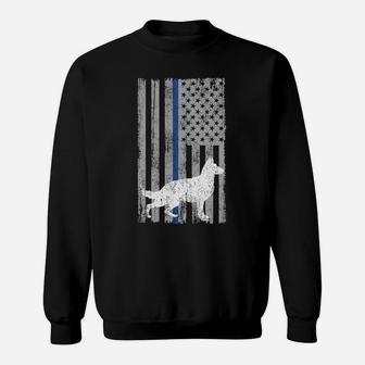 Police K9 Thin Blue Line Flag Sweatshirt Sweatshirt | Crazezy