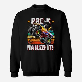 Pre-K Monster Truck Retro Vintage Graduation Cap Gift Boys Sweatshirt | Crazezy
