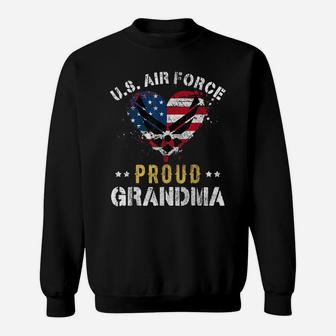 Proud Air Force Grandma American Flag Heart Veteran Sweatshirt | Crazezy