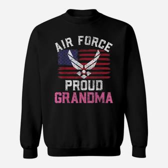 Proud Air Force Grandma American Flag Veteran Gift Sweatshirt | Crazezy