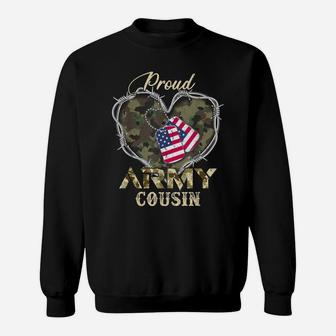 Proud Army Cousin With Heart American Flag For Veteran Sweatshirt | Crazezy