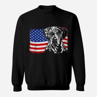 Proud Catahoula Leopard Dog American Flag Patriotic Dog Gift Sweatshirt | Crazezy DE