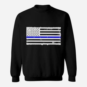Proud Police Officer Mom Policeman Policewoman Mother Flag Sweatshirt Sweatshirt | Crazezy DE