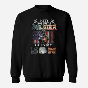 Proud Soldier Army Parents Mom Dad He Is My Son Flag Gift Sweatshirt | Crazezy