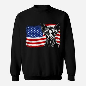 Proud Sphynx Mom American Flag Patriotic Cat Mom Gift Cat Sweatshirt Sweatshirt | Crazezy