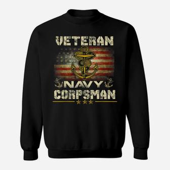 Proud Veteran Navy Corpsman T-Shirt Gifts For Men Sweatshirt | Crazezy