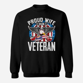 Proud Wife Of Veteran Nothing Scares Patriotic Veterans Day Sweatshirt | Crazezy DE