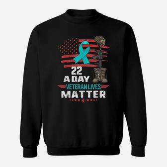 Ptsd Awareness 22 A Day Veteran Lives Matter American Flag Sweatshirt | Crazezy