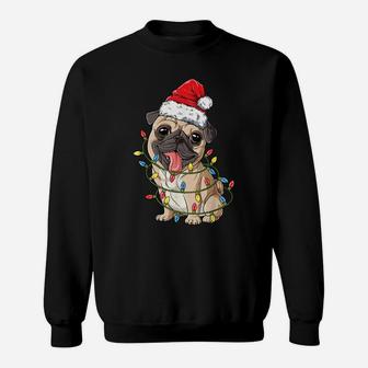 Pug Christmas Tree Lights Santa Dog Xmas Gifts Boys Pugmas Sweatshirt | Crazezy CA