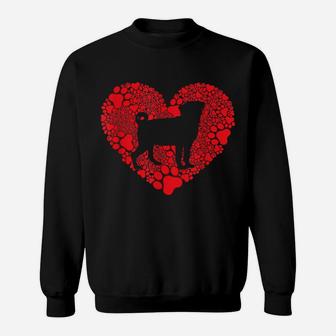 Pug Paw Heart Valentines Day Dog Lover Gift Sweatshirt | Crazezy