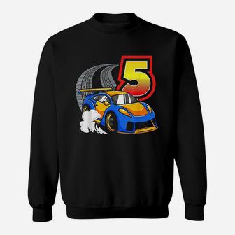 Race Car 5th Birthday 5 Year Old Toddler Boy Racing Sweatshirt | Crazezy