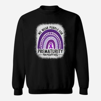 Rainbow Preemie - We Wear Purple For Prematurity Awareness Sweatshirt | Crazezy