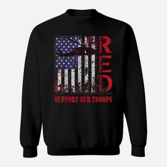 Red Friday Support Our Troops Us Flag Military Army Veteran Sweatshirt | Crazezy
