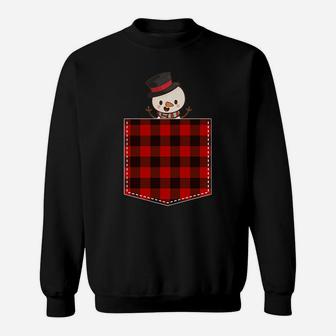 Red Plaid Snowman In Pocket Buffalo Family Pajama Christmas Sweatshirt | Crazezy DE