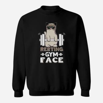 Resting Gym Face Funnt Cat Gym Shirt Work Out Sweatshirt | Crazezy CA