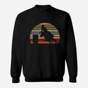 Retro Horse Barrel Racing Striped Sunset Vintage Sweatshirt | Crazezy DE