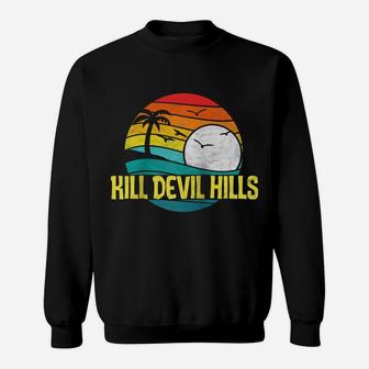 Retro Kill Devil Hills Beach Sun & Surf Eighties Graphic Raglan Baseball Tee Sweatshirt | Crazezy AU