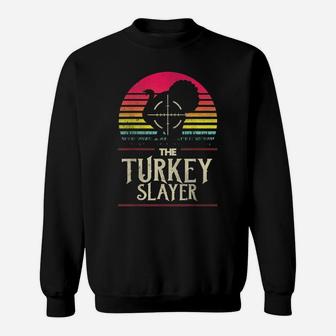 Retro Turkey Slayer Sunset Vintage Hunting Turkey Funny Gift Sweatshirt | Crazezy UK