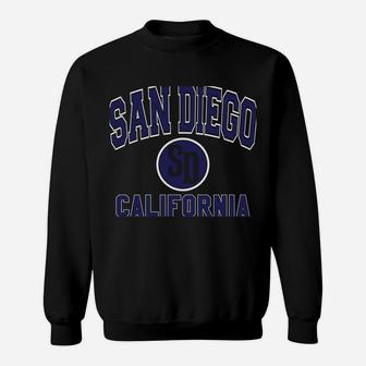 San Diego SD Varsity Style Navy Blue Print Sweatshirt | Crazezy