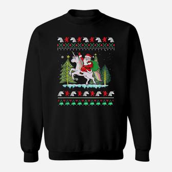 Santa Claus Riding Unicorn Christmas Sweatshirt | Crazezy DE