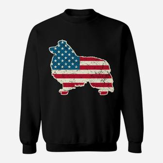 Shetland Sheepdog 4Th Of July Men Usa American Flag Sheltie Sweatshirt Sweatshirt | Crazezy