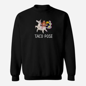 Sloth Riding A Unicorn Eating Taco Doing Yoga Meme Sweatshirt | Crazezy CA